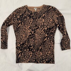 14th & Union‎ Animal Print Button-Up Sweater